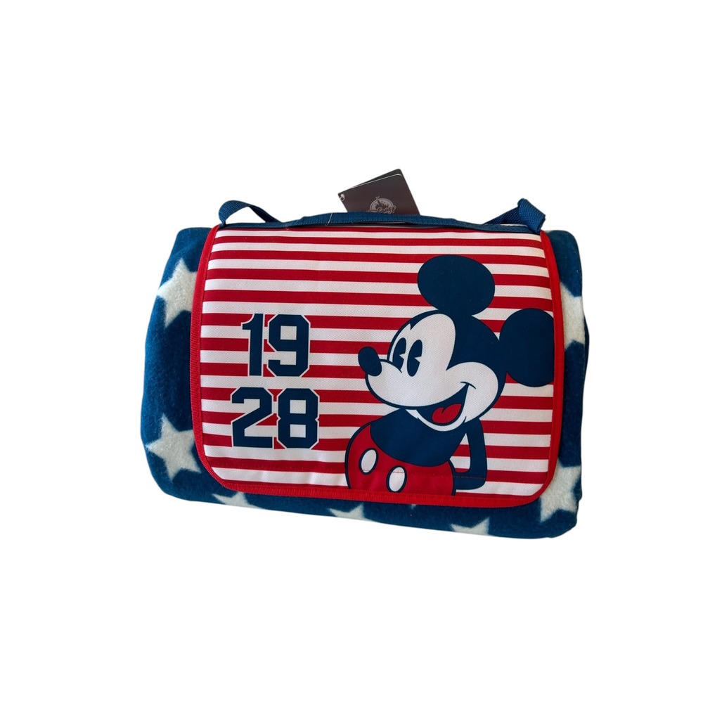Disney Store Mickey Mouse Picnic Blanket 1928 Americana Stars Stripes 
70x80 New